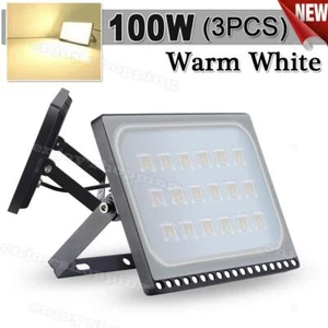 3X 100W LED Flood Light Warm White Outdoor Spotlight Garden Yard Lamp New IP67 - Picture 1 of 7