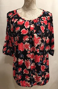 NUEVO JM Jonathan Martin Estampado Floral Mangas de Ranura Lateral Carrera Túnica Blusa Prenda para el torso L - Imagen 1 de 10