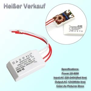 Elektronischer Halogen-Trafo 230V auf 12V, 20-60W Dimmbar-Lampen Transformator - Bild 1 von 13