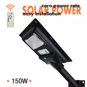 Solar Sensor Street Lamp 150W Outside Security Energy Saving Timer Dusk to Dawn - Picture 1 of 14