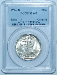 1943 D PCGS MS65 RPM-002 Repunched Mint Mark Walking Liberty Half Dollar - Picture 1 of 3