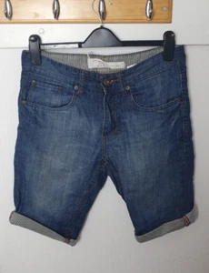 NEW LOOK Mens 30W Blue Skinny Leg Knee Length Denim Summer Shorts H2 - Picture 1 of 9