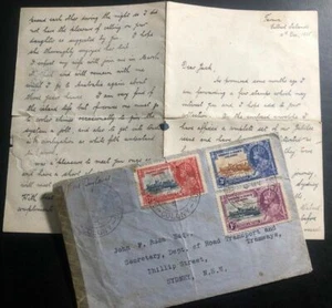 1935 Gilbert & Ellice Island First Day Cover FDC To Sydney Australia W Letter - Picture 1 of 5