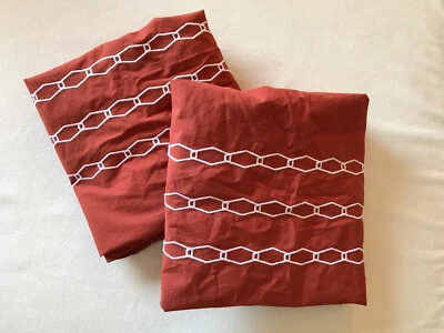 West Elm Rust Brown White Embroidered 2 Euro Shams - Image 1 of 4