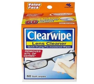 NEW Microfibre Sunglass Eyeglass Lens Cleaner Clear Wipes, 60 Count |AU - Picture 1 of 3