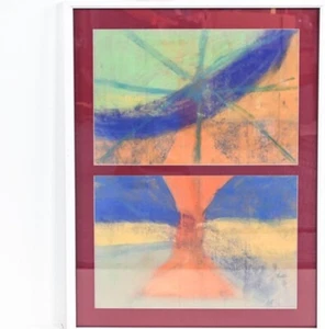 Vintage Painting Oil Pastel Abstract Expressionist Greenwich Modernist Diptych - Bild 1 von 12