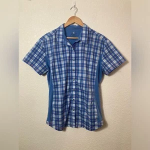 Kuhl blau kariertes Damen XL Hemd mit Knöpfen Kurzarm - Bild 1 von 9