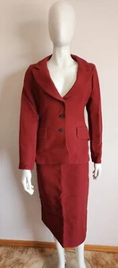 Christian Dior Paris Ladies Bordeaux Wool Silk Skirt Suit Set Size UK 12 / USA 8 - Picture 1 of 17