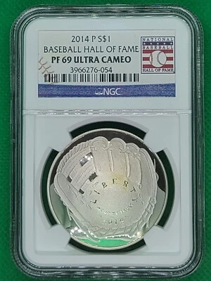 2014 Baseball HOF Silver Dollar NGC PF 69 Ultra Cameo  - Image 1 of 4