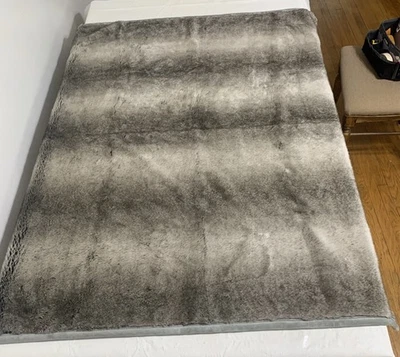Pottery Barn Grey Faux Fur Throw Blanket 50x60" Soft Plush Bedding *Needs Clean* - Image 1 of 4