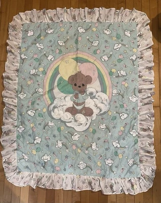 Винтажное классическое детское одеяло Precious Moments для кроватки настенное одеяло медведь 80-е - Изображение 1 из 4