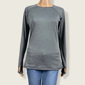 Nike Pro Gray Long Sleeve Thumbholes Crew Neck Athletic Shirt Top T-shirt MEDIUM - Picture 1 of 8