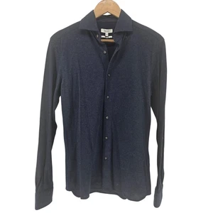 Reiss Lebar Cotton Melange Jersey Button Front Shirt Indigo XS - Bild 1 von 7