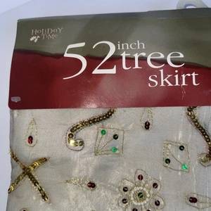 Holiday Time 52 Zoll Baumrock transparent Pailletten gesteppt Rückseite Gold & Perlen NEU! - Bild 1 von 12