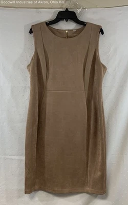 Vestido vaquero sin mangas de gamuza sintética tostado talla 16 de Calvin Klein para mujer Foto 1 de 4