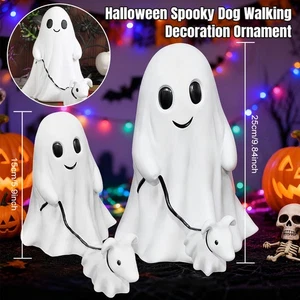Statua cane da passeggio fantasma divertente 9,84 pollici 5,9 pollici Halloween resina statuina decorazione casa - Foto 1 di 16