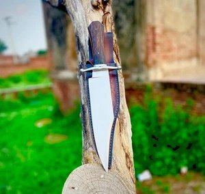 UBR CUSTOM HANDMADE D2 TOOL STEEL HUNTING BOWIE KNIFE WITH LEATHER SHEATH - Picture 1 of 7
