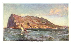 Vista del Peñón de Gibraltrar con velero postal vintage sin publicar - Imagen 1 de 2