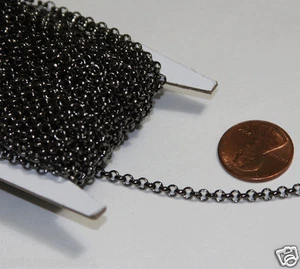 25ft spool of Gunmetal Plated Rollo Chain 3.2mm Unsoldered Link - Picture 1 of 3