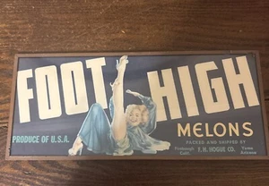 Vintage! Produce Label FOOT HIGH MELONS Girlie Firebaugh CA Yuma AZ, Framed - Picture 1 of 6