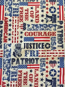 PATRIOTIC TYPOGRAPHY TIMELESS TREASURES USA 4TH JULY UNCLE SAM Fabric 16"x44" - Picture 1 of 5