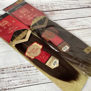 2 Packungen 10" Yaki Straight #4 Dunkelbraun Saga Remi 100% Echthaar Extensions - Bild 1 von 3