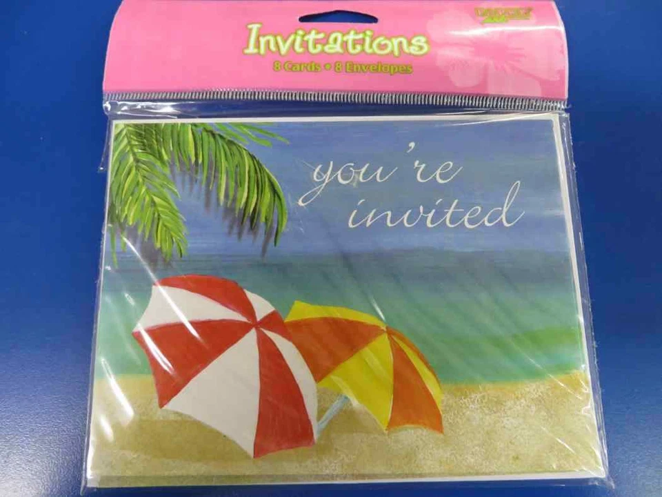Tropical Vacation Bird Beach Summer Luau Beach Party Invitations w/Envelopes - Image 1 of 1