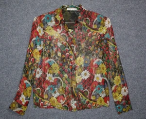 Alice + Olivia Seide Poly Bluse Damen klein mehrfarbig Knopfleiste durchsichtig neu ohne Etikett - Bild 1 von 6