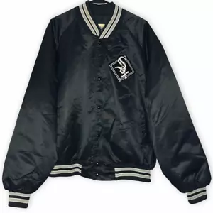 Giacca Chicago White Sox MLB linea gesso uomo XXL 2XL nero snap raso vintage anni 90 - Foto 1 di 24