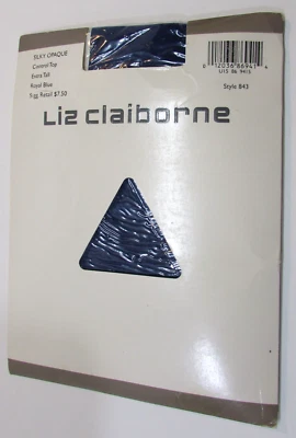 New 1990 Liz Claiborne Royal Blue Extra Tall Silky Opaque Control Top Pantyhose - Image 1 of 2