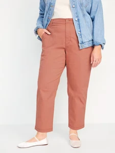 Old Navy OGC Chino Ankle Pants Womens XXL Coral Pink High Rise Stretch NEW - Picture 1 of 7