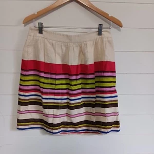 Ann Taylor Loft A-Line Skirt Womens Size 6 Multi Colorful Striped Pleated Zipper - Picture 1 of 8
