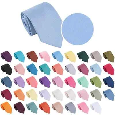Men's Tie Plain Ties Satin Solid Color Slim Skinny Smart Party Wedding Thin Neck - Image 1 of 4