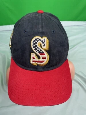 Adult Adjustable Seattle Mariners USA Flag Logo Baseball Cap M’s New Era MLB Hat - Image 1 of 4