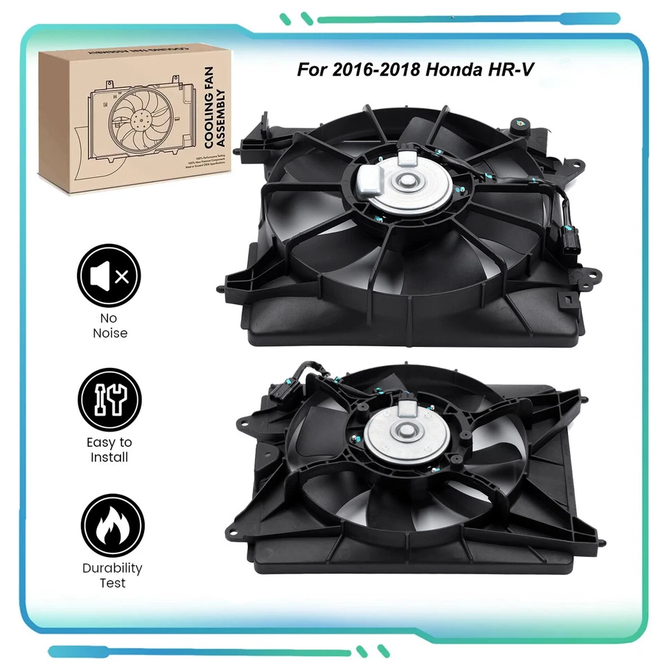 AC Condenser and Radiator Cooling Fan Assembly For 2016 2017 2018 Honda HR-V Foto 1 de 4