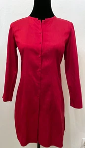 Eileen Fisher Womens Button Down Kimono Tunic Blouse Size PS Red 100% Silk - Picture 1 of 12