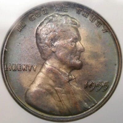 1955/55 DDO LINCOLN WHEAT CENT/PENNY DOUBLE DIE OBVERSE RARE ANACS AU 55 DETAILS - Image 1 of 4