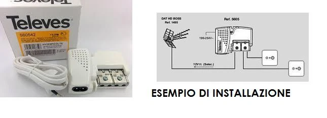 AMPLIFICATORE DI LINEA SEGNALE ANTENNA TV INTERNO TELEVES 560542 LTE 10/20dB - Immagine 1 di 1