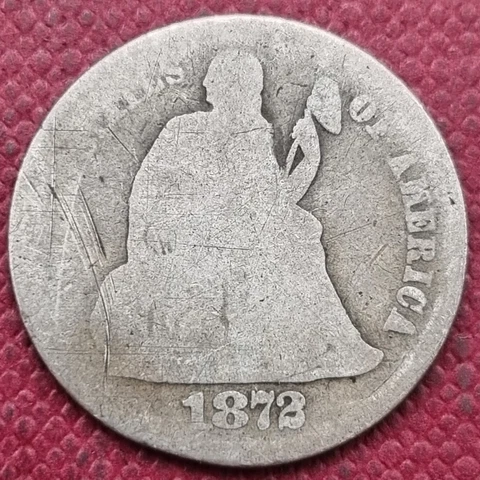 1872 S Seated Liberty Dime 10c Circulated #60348 Cover
