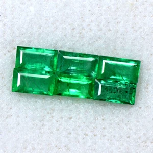 Natural Green Emerald Baguette Cut 6 Pcs 1.26 Cts Zambian Gemstone Xmas Offer - Picture 1 of 2
