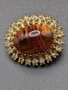 Vintage SPHINX Brosche goldfarben, Glas & Strass - SIGNIERT - Bild 1 von 13