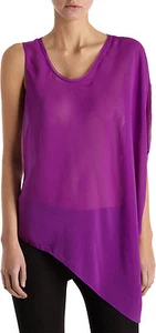 HELMUT LANG Asymmetrical One Sleeve Silk Top Blouse Fuschia Purple Size P XS - Picture 1 of 3