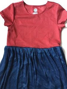 Girls Wonder Nation Dress Large 10-12 Short Sleeve Red Navy Special Occasion - Picture 1 of 12