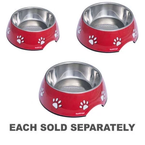 Red Dingo BPA Free Melamine 2-in-1 Bowl with Pawprint Design and Red Color - Foto 1 di 6