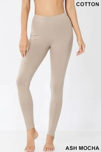 Womens Soft Stretch Cotton High Waisted Leggings Long Workout Yoga Pant Fitness - Picture 1 of 23