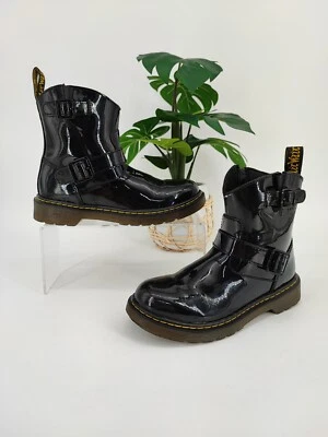 Botas de motociclista Dr. Martens Blip Jr niños charol negras talla 2 EE. UU. Foto 1 de 4