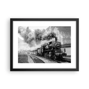 Affiche Poster 40x30cm Tableaux Image Photo Train Noir Et Blanc Fumée Wall Art - Imagen 1 de 10
