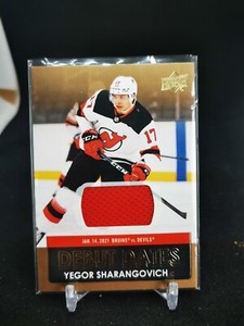 2021-22 Upper Deck Series 1 Yegor Sharangovich Debut Dates Gold Jersey #DD-21