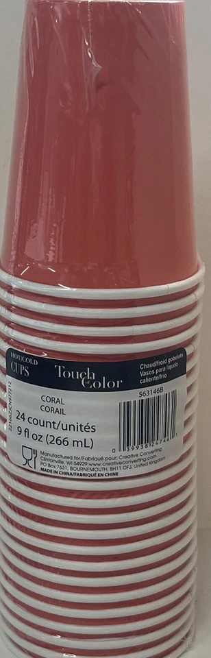 Coral 9 oz Paper Hot/Cold Cups 24 Per Pack Coral Tableware Decorations Supplies - Image 1 of 1