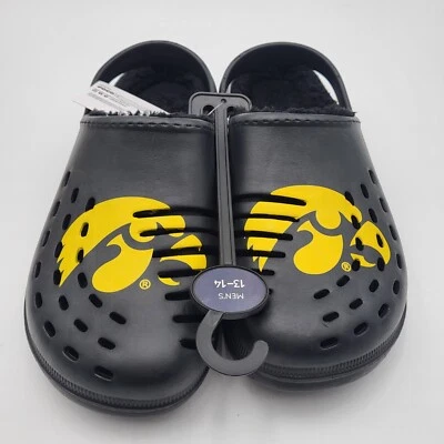 Iowa Hawkeyes Sherpa Lined Clogs with Strap FOCO Mens XL 13-14 Black - Image 1 of 4